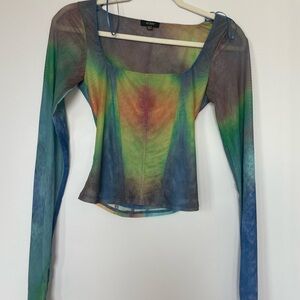 AFRM rainbow mesh long sleeve top